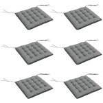Lot de 6 coussins de chaises de jardin avec attaches gris