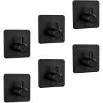 Lot de 6 crochets adhsifs en plastique noir pour peignoirs et serviettes de bain pour accrocher sans ...