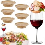 Lot de 6 decorations pour verre a vin, charcuterie, verre a vin en bambou, assiette de charcuterie, assiettes ...