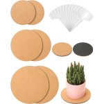 Lot de 6 dessous de verre ronds en li�ge avec 12 etiquettes pour plantes d'int�rieur et pots de jardin, ...