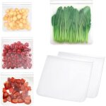 Lot de 6 grands sacs de congélation réutilisables, epais et epais, en silicone etanche pour la cuisson ... Lot de 6 grands sacs de congélation réutilisables, epais et epais, en silicone etanche pour la cuisson ...