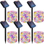Lot de 6 guirlande solaire exterieur, 6x12m 120 led golaire extrieur ip65 etanche, 8 modes guirlande ...
