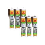 Lot de 6 mastics acryliques sp�cial fa�ade - sika sikaseal 107 joints et fissure - acajou - 300ml