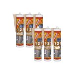 Lot de 6 mastics silicone sika sikasil construction - blanc - 300ml