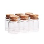Lot de 6 petites bouteilles en verre de 50 ml (47 mm x 50 mm) avec bouchon en liege, petits pots de rangement ...