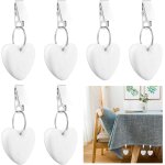 Lot de 6 poids de nappe (blanc), poids de nappe en forme de c?ur, poids de nappe en pierre, pique - nique ...