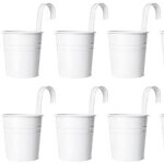 Lot de 6 pots de fleurs a suspendre en fer avec crochets pour balcon, clture, balcon avec trou de drainage ...