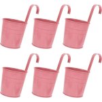 Lot de 6 pots de fleurs a suspendre en fer avec crochets pour balcon, clture, balcon avec trou de drainage ...