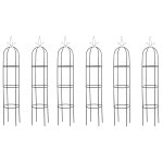Lot de 6 treillis de jardin en m�tal laqu� noir 190 × Ø 38 cm stables et faciles a planter 10 0008915 ...