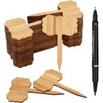 Lot de 60 etiquettes de plantes en bambou, etiquettes de plantes, marqueurs de plantes en bois de type ...