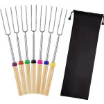 Lot de 8 brochettes tlescopiques pour barbecue, saucisses, hot - dogs, sac de transport portable pour ...