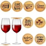 Lot de 8 couvre - verres a vin amusants en bois, protege - verres contre les insectes, ideal pour une ...