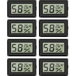 Lot de 8 mini thermom�tres (c) et hygrom�tres num�riques d'int�rieur avec capteur de temp�rature pour ...