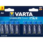 Lot de 8 piles alcaline varta longlife power aa / lr6