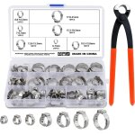 Lot de 85 colliers de serrage en acier inoxydable - 7 tailles - avec pince de serrage - pour piscine, ...