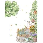 Lot d'autocollants muraux, motif chat, fleurs et plantes, d�coration murale pour salon, stickers muraux ...