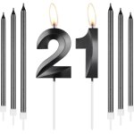 Lot de bougies en obsidienne pour 21e anniversaire, numéro 21 avec longues bougies fines pour gâteau, ... Lot de bougies en obsidienne pour 21e anniversaire, numéro 21 avec longues bougies fines pour gâteau, ...