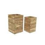 Lot de deux cache - pots carrés en bois d'acacia - jardideco Lot de deux cache - pots carrés en bois d'acacia - jardideco