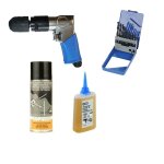 Lot perceuse pneumatique forets 1  10 mm huile coupe et lubrifiant