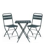 Lot table pliante d'extrieur janti (60x60 cm) et 2 chaises pliantes janti vert jungle