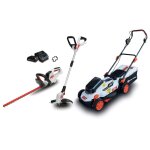 Lot tondeuse a batterie 33cm fonction mulching + coupe - bordure + souffleur de feuilles 20v + 2 batteries ... Lot tondeuse a batterie 33cm fonction mulching + coupe - bordure + souffleur de feuilles 20v + 2 batteries ...