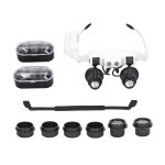 Loupe � t�te 10x 15x 20x 25x, mains libres avec 2 lumi�res led, outil de r�paration de montres
