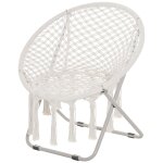 Loveuse fauteuil lune papasan pliable macram� coton polyester beige