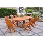 Lubok : salon de jardin teck huil� 10 personnes - table ovale + 8 chaises + 2 fauteuils