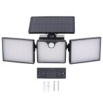 Lumire extrieure solaire avec capteur de mouvement 50000h led ip65 tanche 3 ttes lumires de scurit ...
