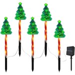 Lumi�res solaires de no�l, 5 pi�ces arbre de no�l led, d�coration de ext�rieur, lumi�re de jardin d�coration ...
