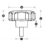 M10x25 thermoplastic lobe knob (zinc thread)