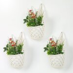 Macram porte - plantes, set de 3 panier suspendus boho dcoratifs, vases muraux & pots suspendus pour ...