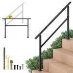 Main courante pour escalier 138cm costway en acier 0 - 4 marches - angle flexible - kit d'installation ...