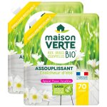 Maison verte lot de 2 adoucissants aux huiles essentielles bio sans palme fraicheur d'ete 70 lavages