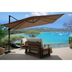 Bundle parasol rectangulaire 3x4m d�port� rotatif marron aluminium + h