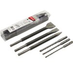 Makita coffret 3 forets, 1 pointe, 1 burin plat, 1 burin large sds - plus - d - 58920
