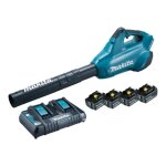 Makita dub362pt4x souffleur de feuilles sans fil 2x18v, 4 batteries li - ion 5, 0 ah lxt, chargeur double ...