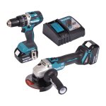 Makita ensemble de 2 machines (dga506 + dhp484) dlx2210tj1