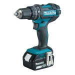 Makita perceuse - visseuse  percussion sans fil 18v + 2x batterie 3ah + chargeur + 120pcs. jeu d'outils ...