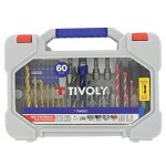 Mallette mixte 60 pices tivoly forets 2en1 beton et carrelage pour perceuse et visseuse