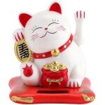 Maneki neko - chat porte - bonheur solaire delaman agitant le bras, chat porte - bonheur (blanc) Maneki neko - chat porte - bonheur solaire delaman agitant le bras, chat porte - bonheur (blanc)