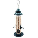 Mangeoire a oiseaux 33cm, tube suspendu, 4 ports d'alimentation, station d'alimentation pour oiseaux ...