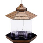 Mangeoire  oiseaux hexagonale en plastique tanche de grande capacit, idale pour dcorer un jardin ...