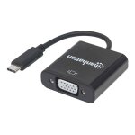 Manhattan usb - c to vga converter cable, 1080p@60hz, black, 8cm, male to female, lifetime warranty, ...