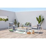 Maringo, salon de jardin bas blanc alu 4p