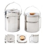Marmite portable en acier inoxydable, ensemble de camping, pique - nique barbecue, alpinisme, vapeur, ...