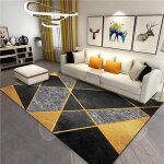 Marron tapis contemporain doux grand dimensions salon tapis gomtrique patchwork dor court pile facile ...