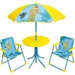 Marsupilami salon de jardin pour enfants comprenant 1 table, 2 chaises pliantes et 1 parasol