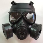Masque respiratoire tactique noir a gaz de style militaire, masque de protection faciale pour ext�rieur ...
