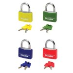 Master lock 9141eurdcol cadenas � cl� en aluminium massif recouvert de vinyle, couleur al�atoire, 4 x ...